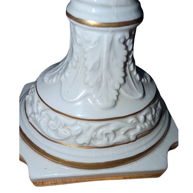 Pair of Vintage Italian Capodimonte-Style Porcelain Candlesticks, Gilt Trim, 10" For Sale - Image 11 of 15