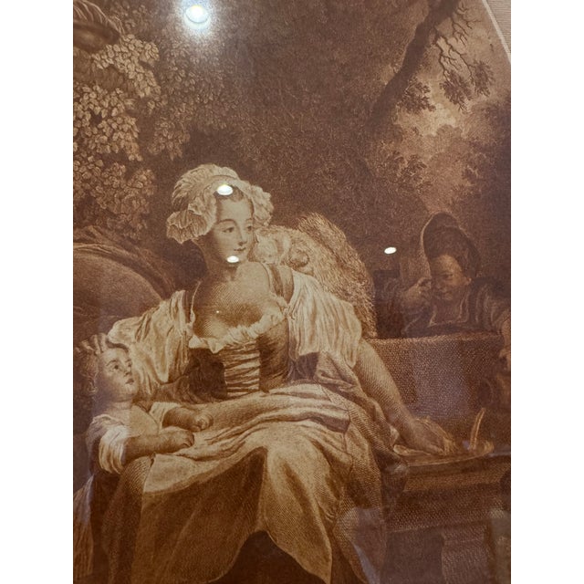 Early 19th Century Antique Fragonard Engraving “La Bonne Mère” | After Jean-Honoré Fragonard | Oval Sepia Print | Gilt Frame [s.h.s-l-8.5050] Reproduction For Sale - Image 5 of 6