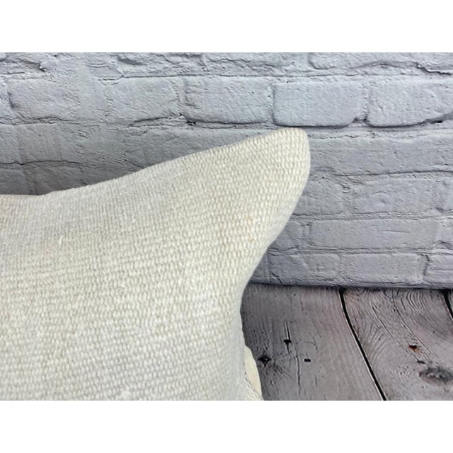 Turkish 16 x 24 Hemp Pillow Turkish Cushion Natural White Pillow Cushion Cover For Sale - Image 3 of 4