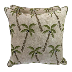 Pair of Schumacher Textile Pillows "Coconut Grove"