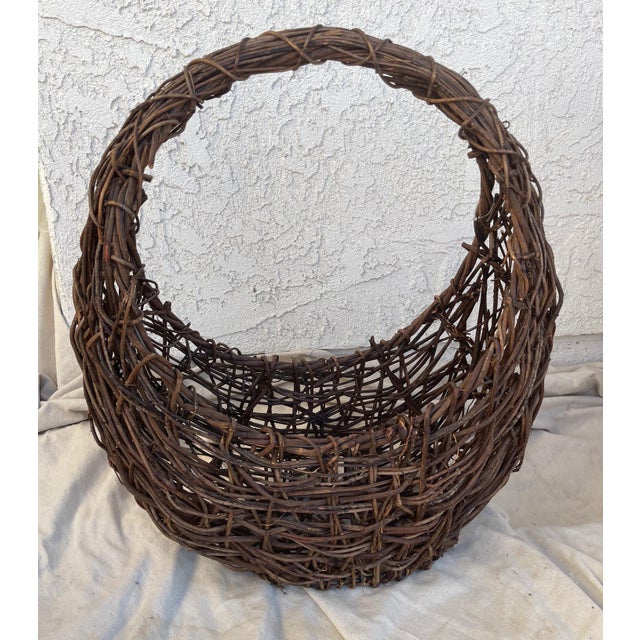 Vintage Pottery Barn Handwoven Large Grapevine Basket Chairish