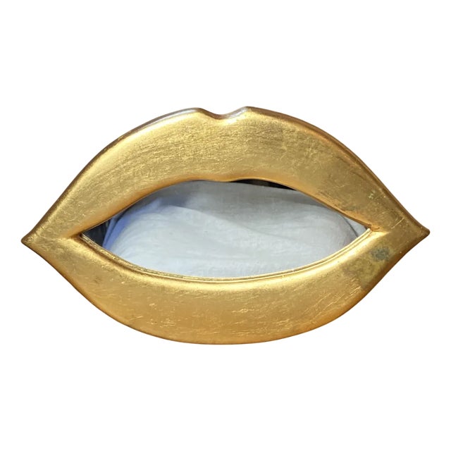 Gold Leaf Plaster Lip Mirror, 1970s For Sale