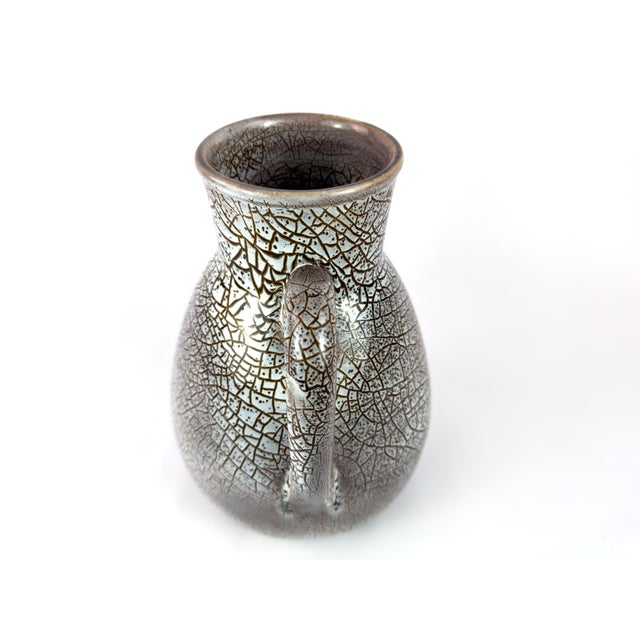Mid-Century Accolay Crackle-Glaze Sculptural Vase, Signed b.a., France For Sale - Image 9 of 12