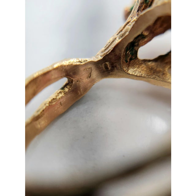 Metal Vintage Brutalist Opal Cluster Ring 18k Yellow Gold, Size 6 For Sale - Image 7 of 7