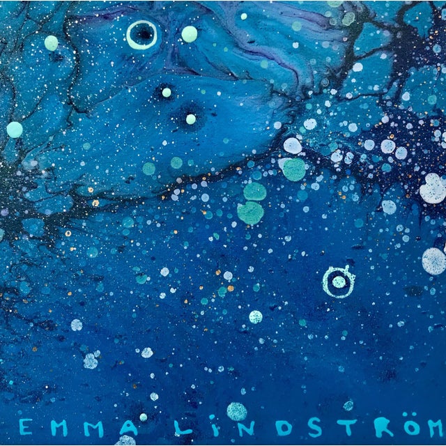 Emma Lindström, Ueleiini 4 Blue Turquoise Abstract Painting by Swedish Contemporary Artist, 2017 For Sale - Image 4 of 6