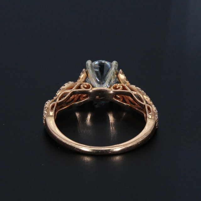 14k Rose Gold Engagement Ring With Diamond Center & Accent Stones - Size 4.75 For Sale - Image 4 of 6