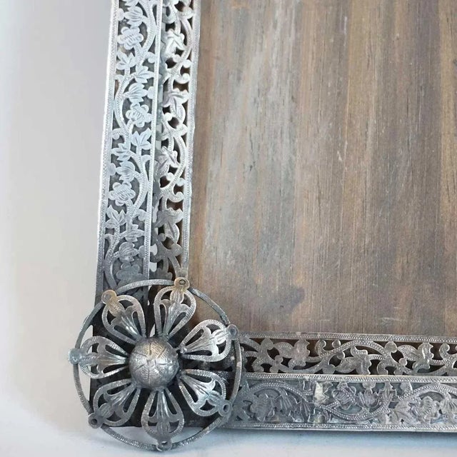Traditional Mid 19th Century Small Indo-Portuguese Hand Chased Silver Mounted Frame For Sale - Image 3 of 8