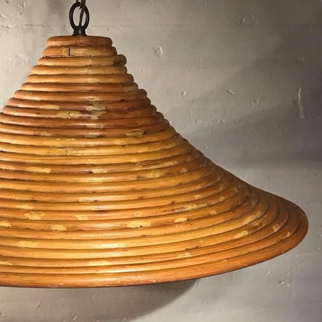 Vintage Beehive Rattan Hanging Pendant For Sale - Image 4 of 4