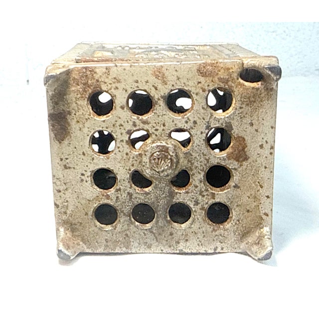 Gray Antique Early 1900's Cast Iron Rival Star Safe Lock Deposit Coin Still Bank For Sale - Image 8 of 9