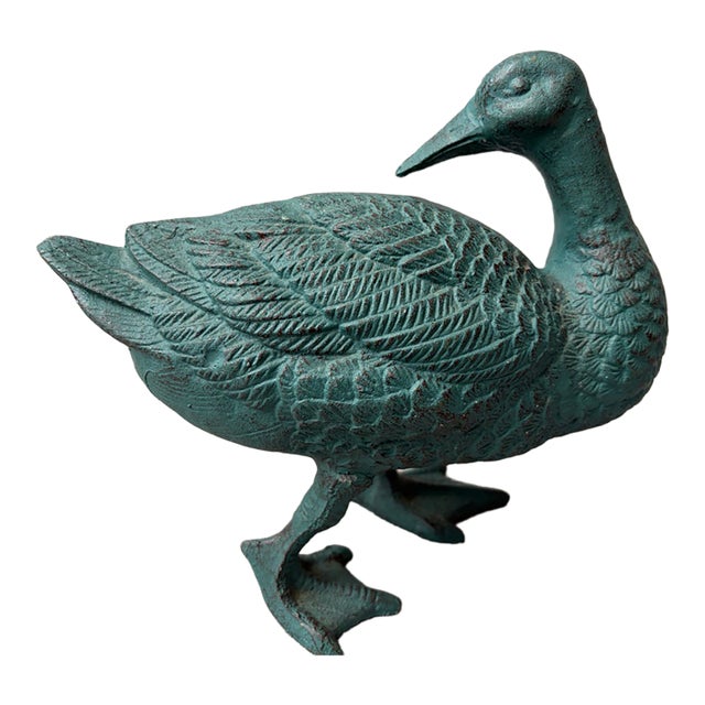 Vintage Green Cast Iron Statue For Sale