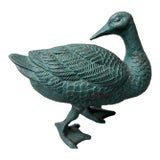Vintage Green Duck Cast Iron Statue For Sale