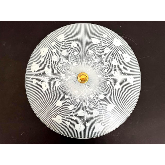 Mid-Century Modern 1960s Striped Leafy Flush Light For Sale - Image 3 of 15