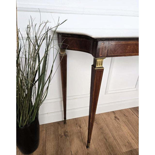 White Vintage Italian Wall Console Table with Marble Top, 1950s For Sale - Image 8 of 11