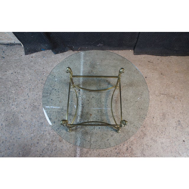 Vintage Italian Regency Figural Brass Lion Head Round Glass Coffee Table 39" For Sale - Image 12 of 12