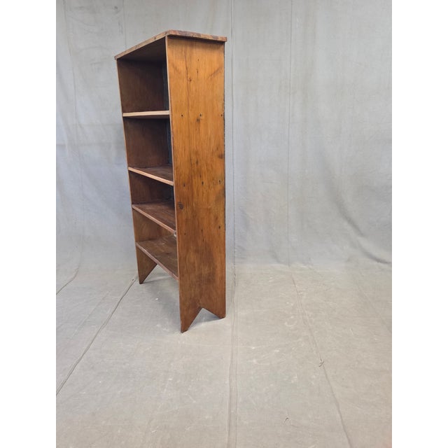 Vintage Rustic Primitive Handmade Pine Bookcase With Metal Backing For Sale - Image 14 of 15