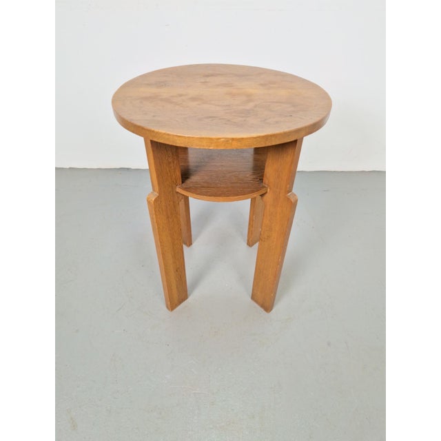Art Deco Round Oak Side Table, 1930s For Sale - Image 4 of 7