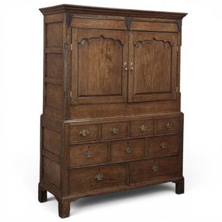 18th Century Georgian Period English Oak Linen Press For Sale