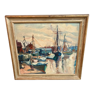 Beside the Docks Oil on Board by Letha Churchill Walker c.1940