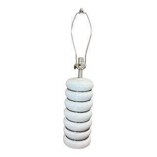 Vintage French Moderne Table Lamp Porcelain Silver Stacked Rings 1960’s For Sale