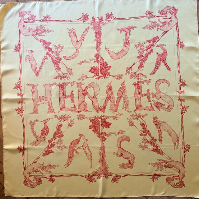 Hermès Alphabet III 1990 Silk Scarf Designed by Anne Faivre For Sale - Image 11 of 12