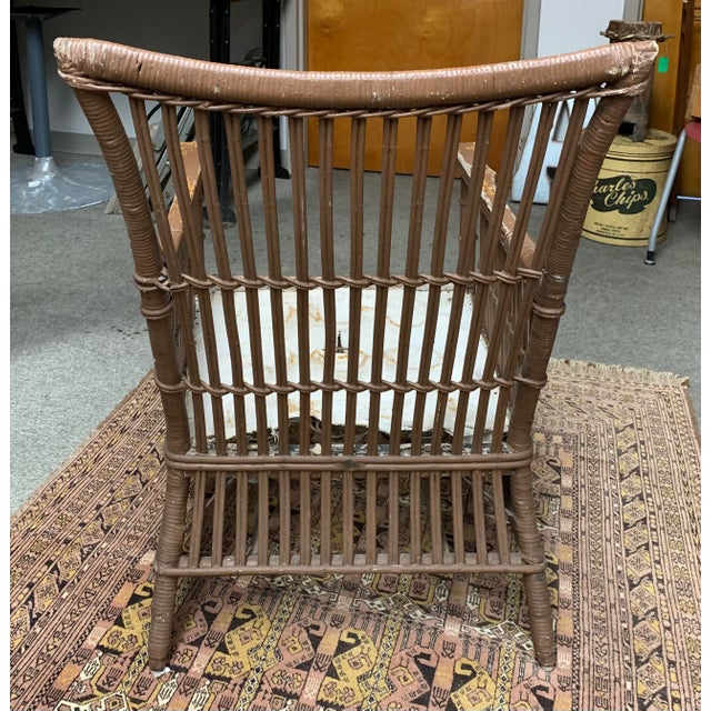 Cabin Antique Ficks Reed Split Reed Lounge Armchair For Sale - Image 3 of 7