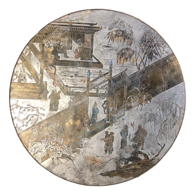 1960s "Chan" Etched Bronze Table by Philip and Kelvin LaVerne With Papers For Sale