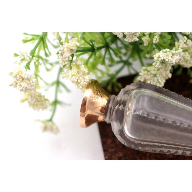 Perfume Bottle in Cut Glass with Gold Applications For Sale - Image 4 of 7