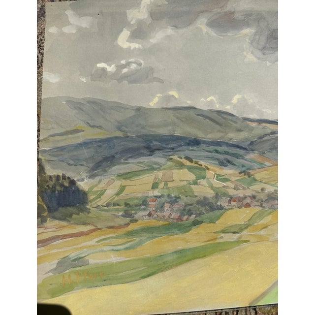 Heinrich Pforr, Wide Heights, Village and Valley Landscape in the High Meißner, 1890s, Oil on Canvas For Sale - Image 10 of 13