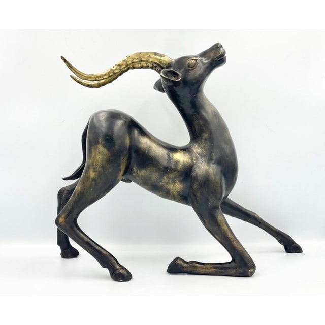 Large Bronze Gazelle Sculpture by Loet Vanderveen, 1970s For Sale - Image 10 of 11