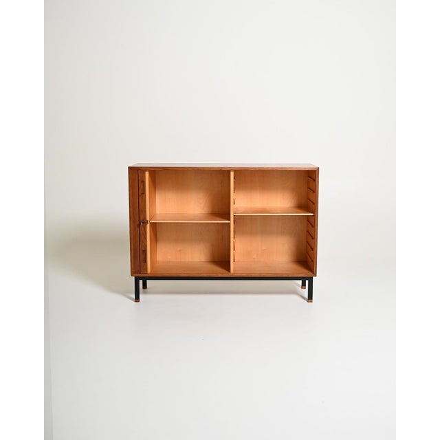 Vintage Scandinavian Oak Sideboard with Roller Shutter, 1960s For Sale - Image 4 of 10