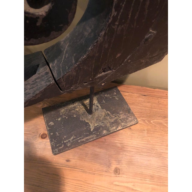 Wood Mounted Boat Prow Mid-Century. Architectural Art Element on Stand For Sale - Image 7 of 10