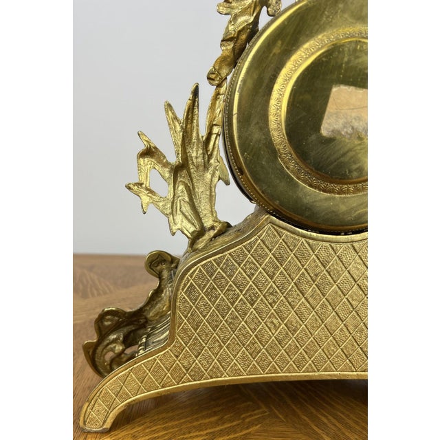 Vintage Style Brass Figurine Mantel Clock For Sale - Image 11 of 13