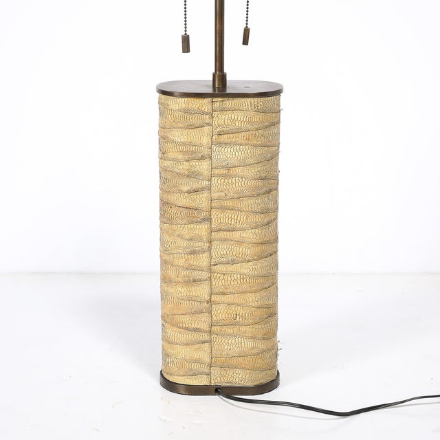 Pair of Mid-Century Tessellated Lizard & Bronze Table Lamps by Karl Springer For Sale - Image 9 of 15