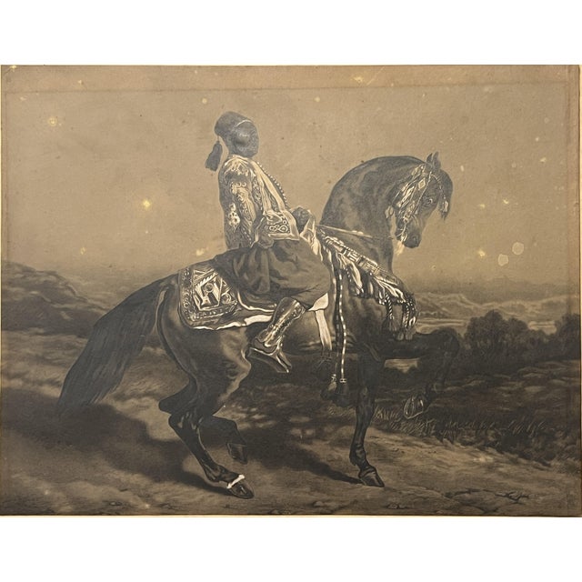 Charles Bargue after Alfred De Dreux, Horse, 1859, Pencil Drawing on Lithograph For Sale - Image 9 of 9