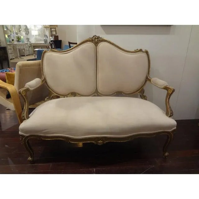 Lovely 19th century Italian Louis XV style gilt wood loveseat, sofa, canapé or settee. This antique sofa would work well...