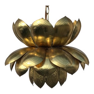 Feldman Brass Lotus Chandelier Lamp For Sale