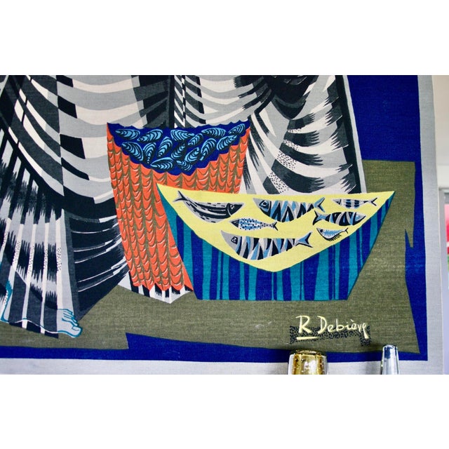 1950s Robert Debieve, The Net Mender, 1950s, Screen Print on Canvas For Sale - Image 5 of 11