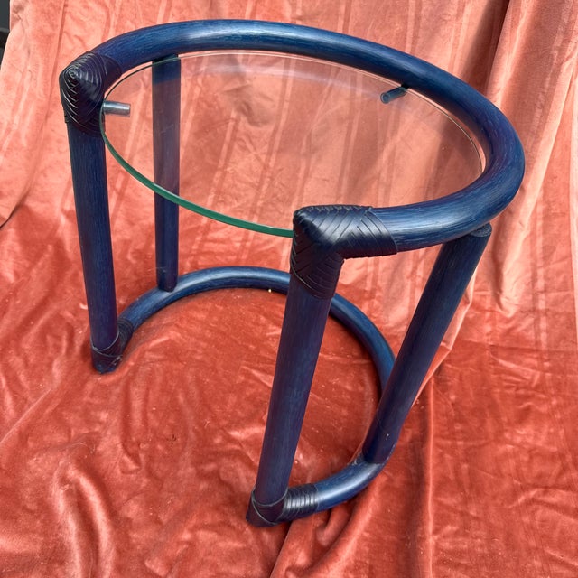 Mid-Century Modern Round Glass and Wooden Side Table, 1970s For Sale - Image 6 of 16