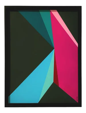 2020 "Color Crash" Hard Edge Acrylic Painting by Andrew Mandolene, Framed
