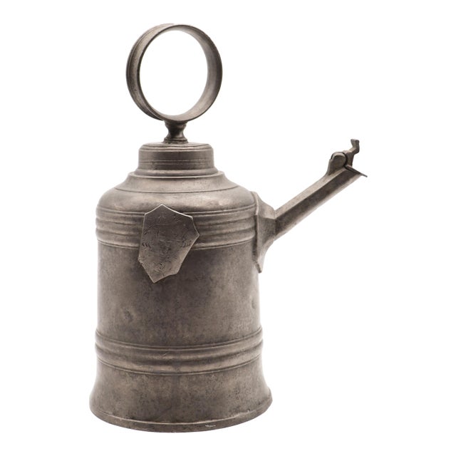 1775 Medieval Antique German Pewter Wine Jug For Sale