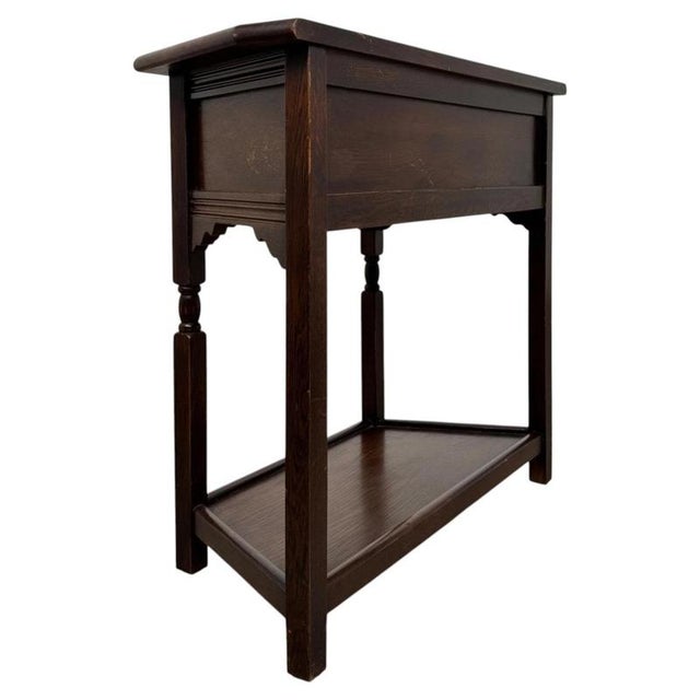 Early 20th Century Antique English Oak Side Table with Drawer For Sale - Image 9 of 12