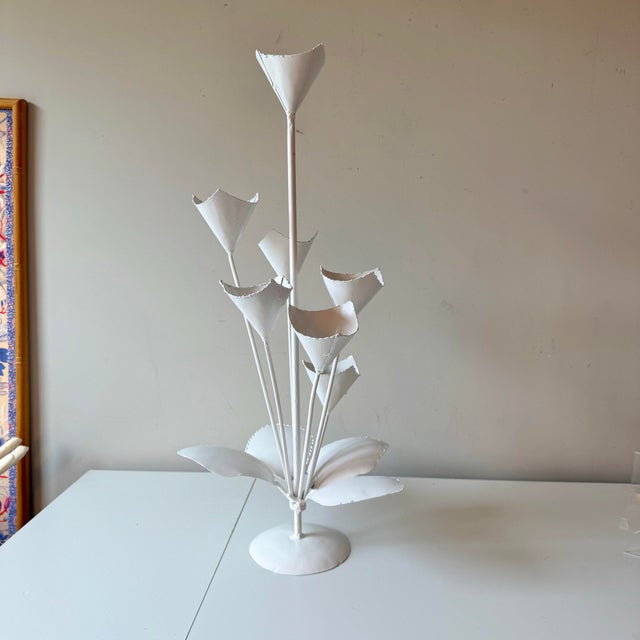 Metal Vintage Tole Style Sculptural Botanical Candelabra For Sale - Image 7 of 9