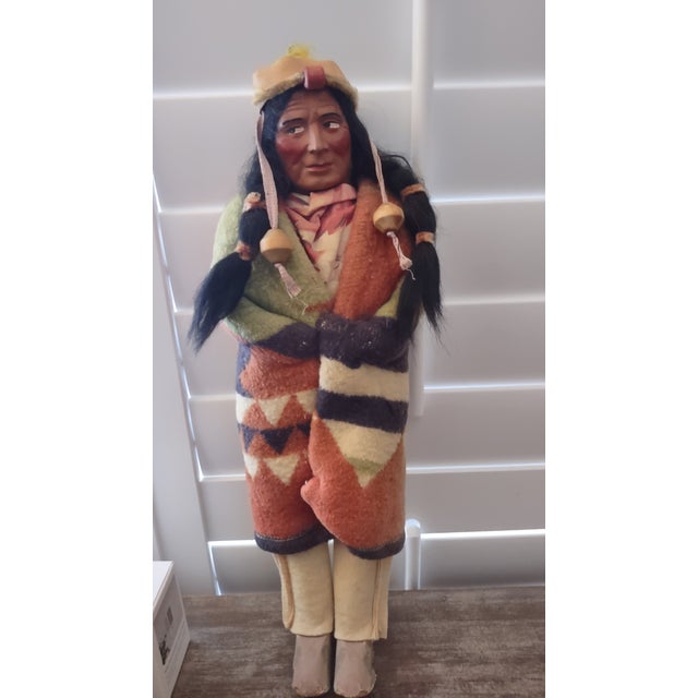 Textile Vintage Skookum Doll: Large Native American Indian Chief, Hopi Reservation. For Sale - Image 7 of 7