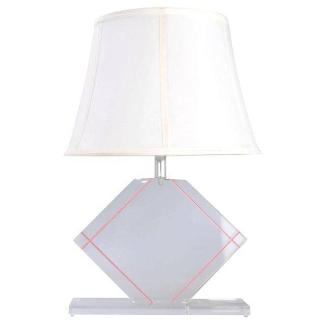 Vintage Lucite and Chrome Table Lamp For Sale