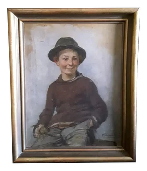 Portrait of a Sitting Boy, 1900s, Oil on Cardboard