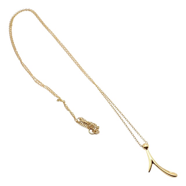 Tiffany & Co. Elsa Peretti Gold Initial I Pendant Necklace 1983 For Sale