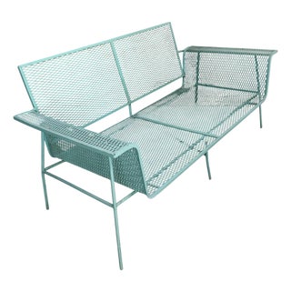 Mid-Century Modern Metal Mesh Settee in the Style of Russell Woodard For Sale