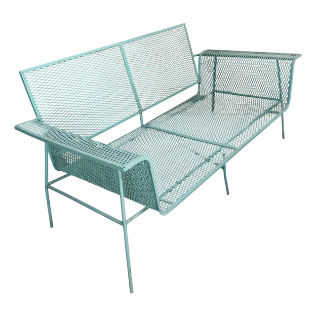 Mid-Century Modern Metal Mesh Settee in the Style of Russell Woodard For Sale