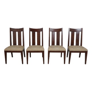 Set of 4 Ethan Allen Arts & Crafts Mission Oak Dining Chairs For Sale