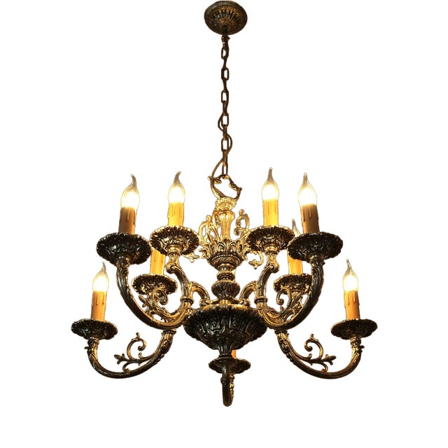 Vintage Neo-Rococo 10-Arm Chandelier For Sale